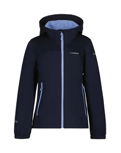 Куртка Softshell "SOFTSHELL JACKE KLEVE - для детей", с капюшоном, с модной надписью-логотипом, синий Icepeak