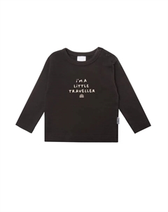 Лилипутовая рубашка с длинными рукавами "Маленький Путешественник" с милым принтом, антрацит