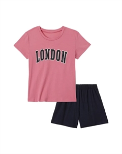 Пижамы (2 шт., 1 шт.), с крупным принтом спереди, синий Petite fleur