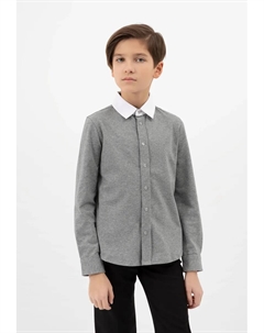 Рубашка с длинными рукавами и контрастным воротником, серый Gulliver