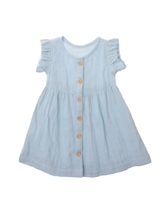 Летнее платье с милой планкой на деревянных пуговицах, голубой Лилипут