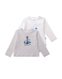 Рубашка с длинными рукавами "Little Sailor", в упаковке 2 шт., из мягкого хлопкового материала, серый Лилипут