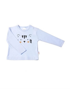 Лилипутская рубашка с длинными рукавами "Тигр" и кнопками на плече, голубой