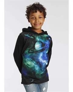 Рубашка с капюшоном "UNIVERSUM", фотопринт, черный Kidsworld