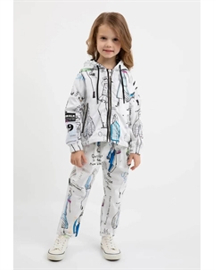 Брюки из ткани с принтом по всей поверхности, белый Gulliver