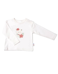 Лилипутская рубашка с длинными рукавами "Веселый мишка", с кнопками на плече, цвет Ecru