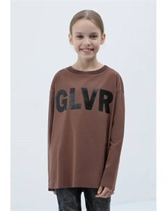 Рубашка с длинными рукавами и крупным принтом, коричневый Gulliver