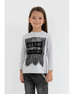 Рубашка с длинными рукавами и изящным кружевным декором, черный Gulliver