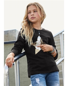 Рубашка с длинными рукавами "STAR", с двусторонней звездой из пайеток, черный Kidsworld