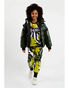 Стеганая куртка Гулливер с воротником стойкой и капюшоном, хаки Gulliver