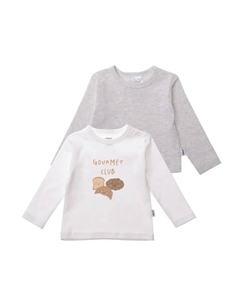 Рубашка с длинными рукавами "Gourment Club", 2 шт., с кнопками на плече, серый Лилипут