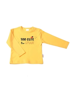 Рубашка с длинными рукавами "Too cute", с кнопками на плече, желтый Лилипут