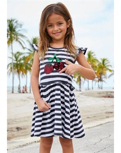 Трикотажное платье "для маленьких девочек" с двусторонними пайетками, цвет Marine-Weiß-Gestreift Kidsworld