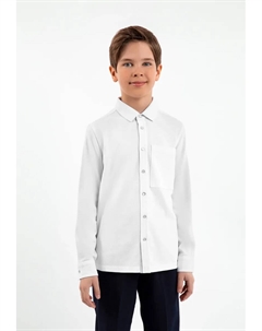 Рубашка с длинными рукавами и накладным нагрудным карманом, белый Gulliver