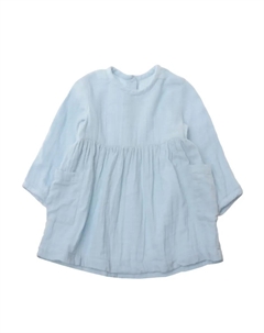 Летнее платье "голубое" с практичной планкой на пуговицах, голубой Лилипут