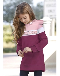 Спортивное платье "ЕДИНОРОГ" с блестящим принтом, бордовый Kidsworld