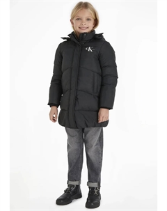 Стеганое пальто Jeans "CK LONG PUFFER COAT", для детей до 16 лет и фирменная этикетка, цвет Ck Black Calvin klein