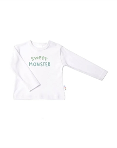 Лилипутская рубашка с длинными рукавами "Sweet Monster", с кнопками на плече, белый