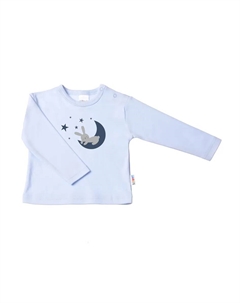 Лилипутская рубашка с длинными рукавами "Луна с Кроликом", с кнопками на плече, голубой