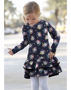 Трикотажное платье "для маленьких девочек" с рукавами реглан, синий Kidsworld