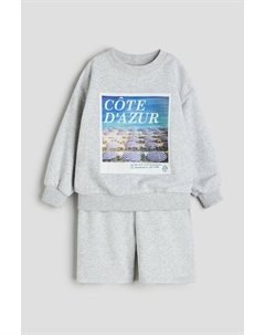 Комплект из двух толстовок с принтом, серый H&m