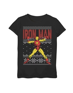 Уродливый свитер в стиле ретро с рисунком «Железный человек » для девочек 7–16 лет, рождественская футболка с рисунком Marvel