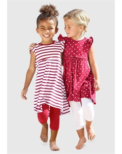 Трикотажное платье "для маленьких девочек" (упаковка, 2 шт.), в горошек и полоску, белый Kidsworld