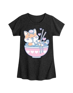Футболка Kawaii Ramen Shiba Inu для девочек 7–16 лет, цвет Heather Black Licensed character