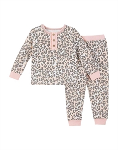 Розовый пижамный комплект с леопардовым принтом для девочки, розовый Mudpie
