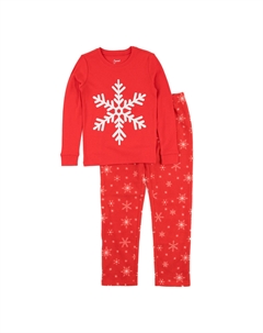 Рождественские детские хлопковые топы и флисовые штаны, пижамы «Снежинка» Leveret