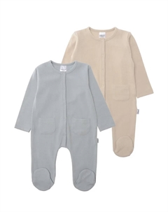 Комбинезон (2 шт.), на практичных кнопках, синий Лилипут