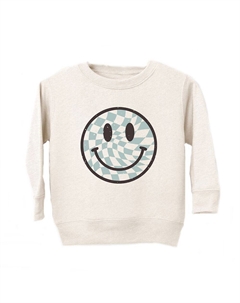 Толстовка с рисунком смайлика в клетку для малышей, цвет Natural The juniper shop