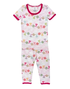 Розовый пижамный комплект с помпонами и короткими рукавами для девочек, розовый Esme