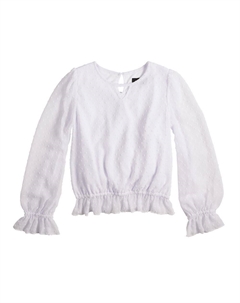 Топ с эластичной резинкой на талии и вырезом на талии для девочек 7–16 лет с зажимом в горошек, белый Iz byer