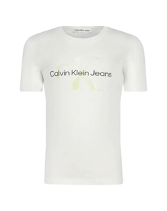 Футболка стандартного кроя с монограммой и логотипом, белый Calvin klein