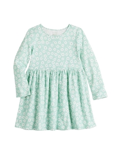 Платье с длинными рукавами и принтом для девочек 4–12 лет, цвет Bluedaisy Jumping beans
