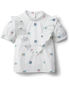 Полосатый топ с рюшами и цветочным принтом, белый Janie and jack