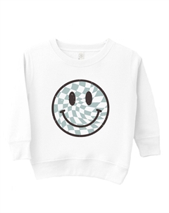 Толстовка с рисунком смайлика в клетку для малышей, белый The juniper shop