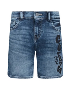 Джинсовые шорты прямого кроя с граффити, синий Guess
