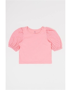 Хлопковая блузка с фигурным узором на рукавах, розовый Gap