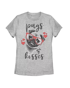 Футболка для юниоров Pugs And Kisses Red Hearts ко Дню святого Валентина Unbranded