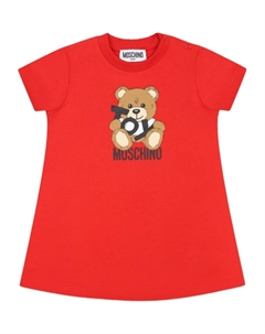 Мини-платье с принтом плюшевого мишки, красный Moschino kids