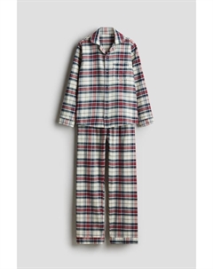 Хлопково фланелевая пижама, белый H&m