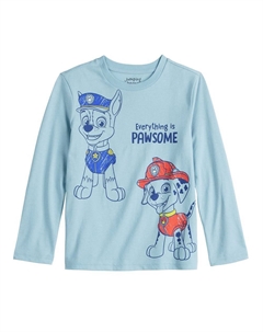 Футболка Paw Patrol Everything is Pawsome для мальчиков 4–12 лет с рисунком Marshall & Chase и длинными рукавами, синий Jumping beans
