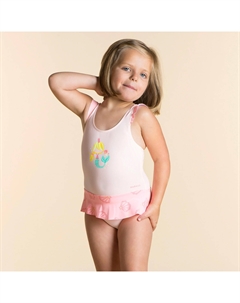Цельный купальник с юбкой для маленьких девочек - розовый с принтом «русалка» Nabaiji