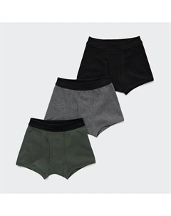Комплект трусов Boxers, 3 пары, черный/серый/хаки Uniqlo