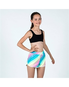 Плавки для девочек - 100 Katy в радужную полоску бирюзовые Olaian