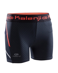 Трусы для легкой атлетики для девочек черные неоновые оранжевые Kalenji