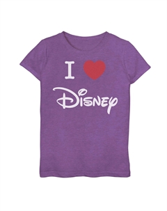Футболка с логотипом для девочек 7–16 лет I Love Heart, фиолетовый Disney