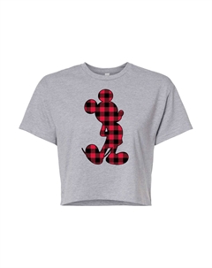 Укороченная футболка в клетку с рисунком Микки Мауса Disney's Juniors для детей, серый Licensed character